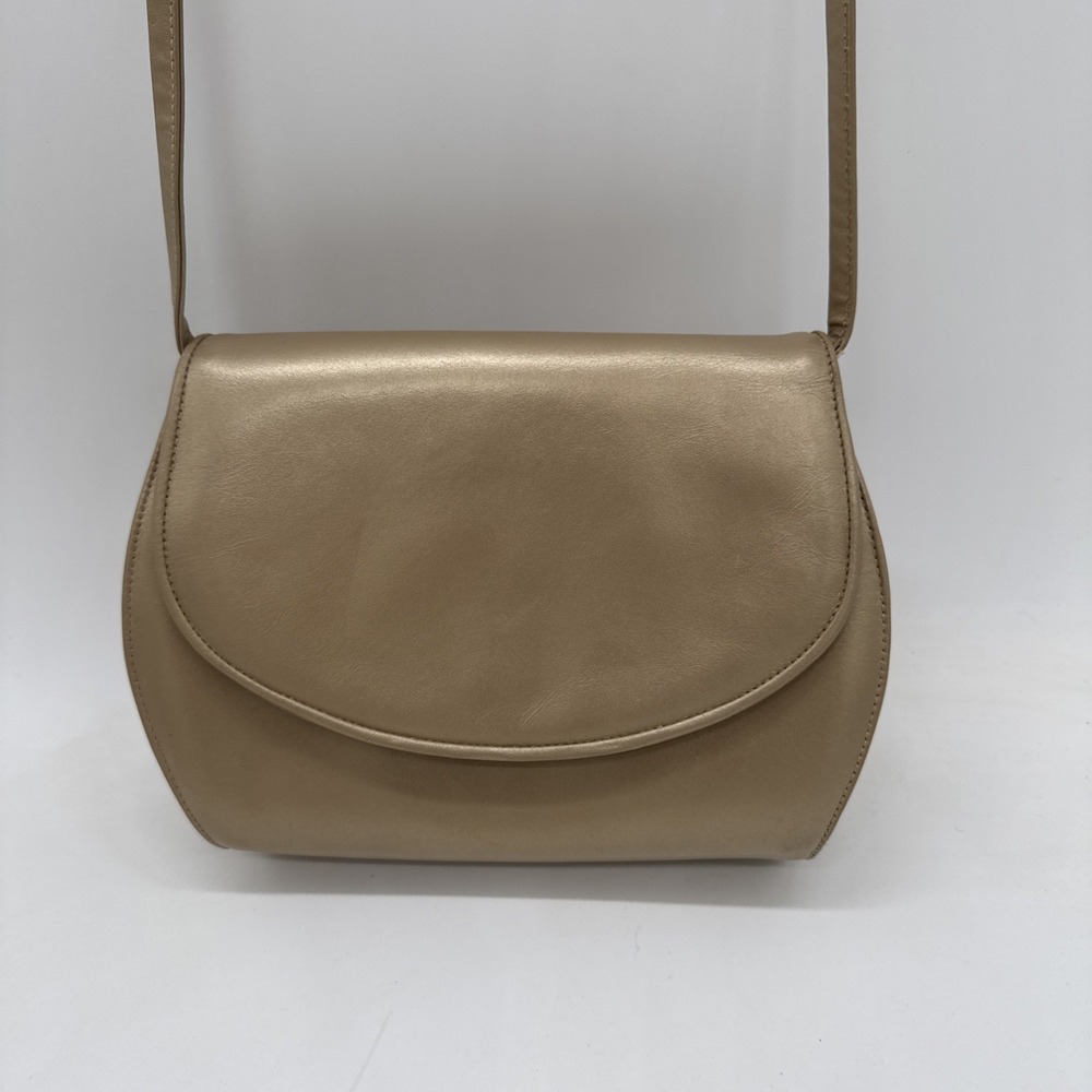 Frenchy of California Vintage White Leather Handbag USA Golden 8"‎ X 7"